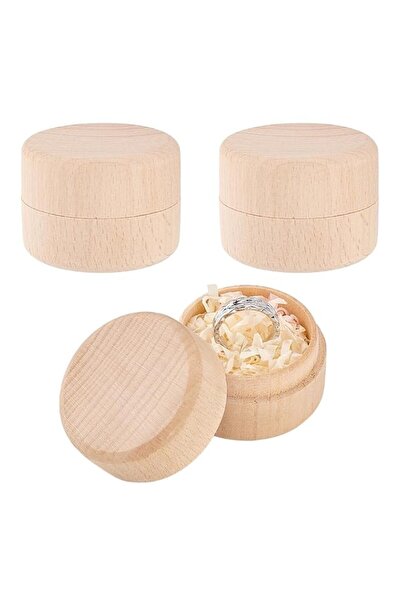 Generic Brand FINGERINSPIRE 3 Pcs Mini Round Wooden Box 1.8x1.4 inch Mini Sto...
