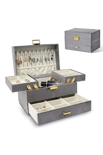 Generic Brand Dajasan Velvet Jewelry Boxes, Women Jewelry Organizer Box, 3- L...