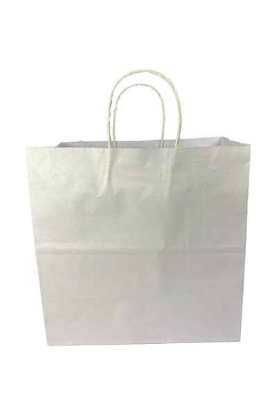Generic ECVV 48 pcs White paper bags with handles 28x28x15cm Kraft paper bags...