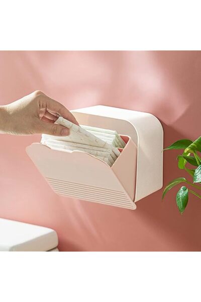 Generic Wall-Mounted Sanitary Napkin Storage Box, Pink, 15.5 x 9 x 4.5 cm
