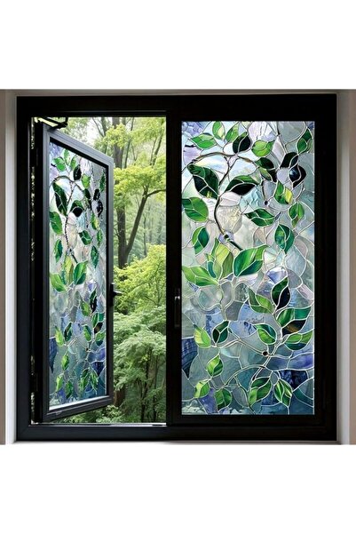 Generic 2 PCS Stained Glass Window Film, 39.4"x17.7", Removable PVC Static Cl...