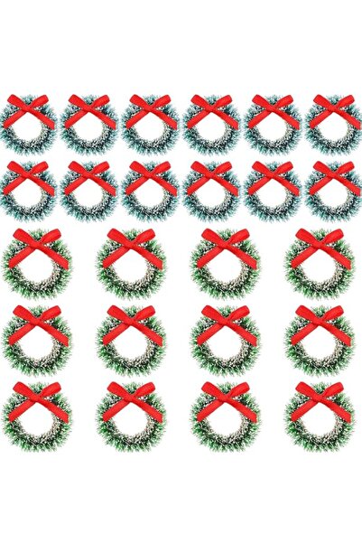 Generic Brand Dingion Mini Christmas Wreaths with Bows Wreath Decorations Inc...