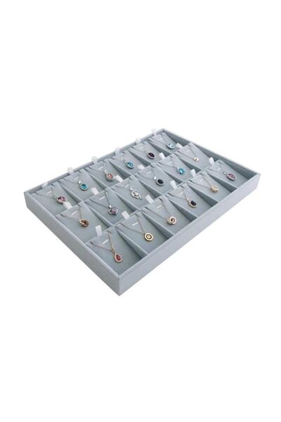 Generic Large Grey Velvet Jewelry Tray for Necklace Stackable Organizer Safe ...