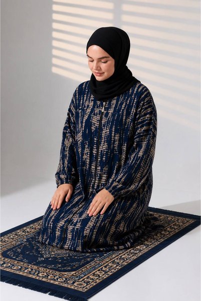 ÖNE BUTİK Women's Viscose Prayer Dress with Zippered Pockets Li̇kapa