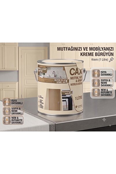 caxcolors CAX Mutfak Dolabı ve Panel Kapı Boyası 1 Lt - Isıya Neme Dayanıklı ...
