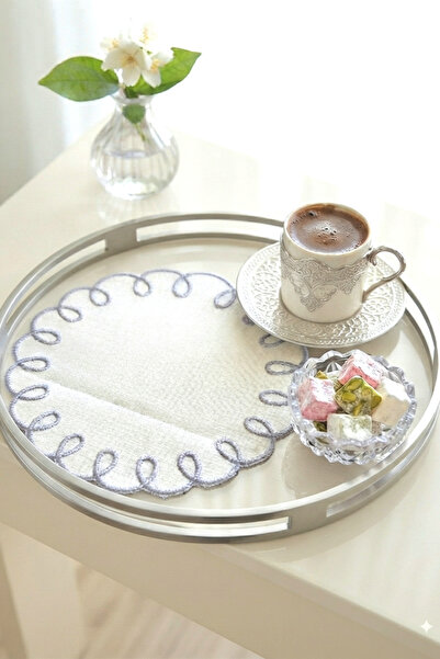6 Adet Sunumluk Peçete & Nakışlı Leke Tutmaz Keten Gardenya Kumaş,Kokteyl&kahve Sunum