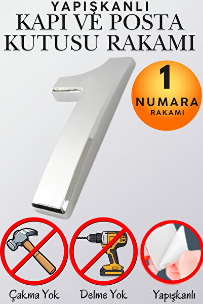 KAYRA LEATHER CRAFT Krom Yapışkanlı Kapı Numarası 1 (5 cm / 50 mm) Küçük Boy ...