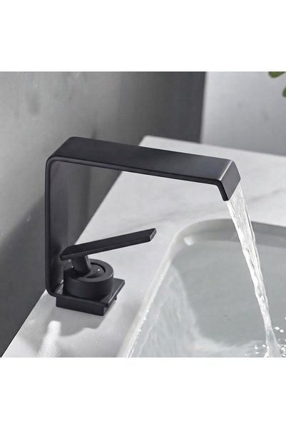 OEM Bathroom Sink Faucet Waterfall Design New Square Model Matte Black Imported with 7 Years Warranty