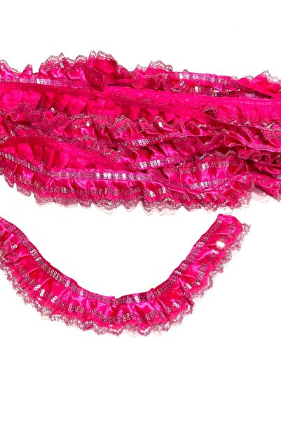 karantuhafiye Sequin Pleated Ruffle Ribbon / Satin Ruffle / 4 cm / 1 Meter Fu...