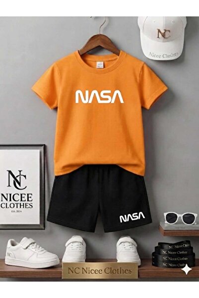 Leto Lykia Summer Children's T-Shirt Shorts Unisex (White with Nasa Print on ...