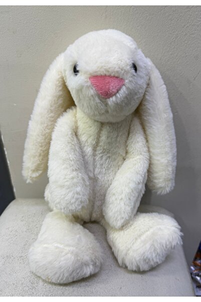 Çocuk Sevimli Tavşan Uyku&oyun arkadaşı Peluş Yastık Krem 45 Cm