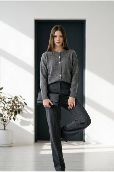 AlanTeks Women's Cardigan Crew Neck Buttoned Basic Knitwear Long Sleeve Casua...