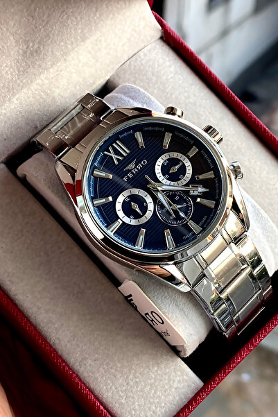 FERRO Men's wristwatch steel band 2 years warranty waterproof boxed