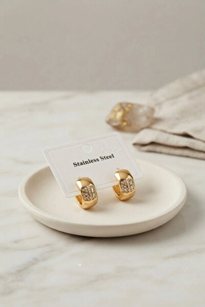 Mercansa 316L Steel Gold Color Thick Hoop Design Model Earrings