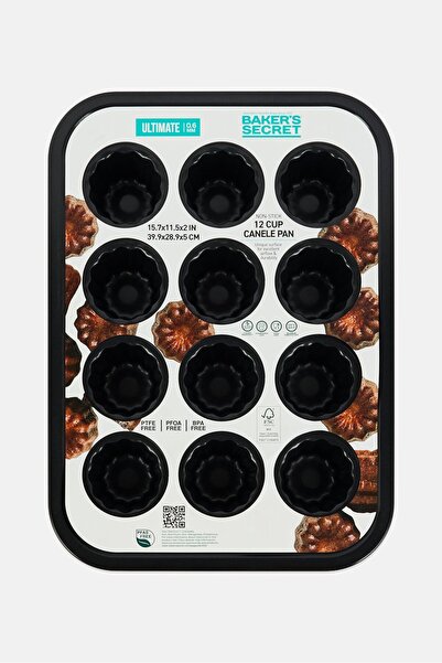 Baker's Secret 12 Cup Non-Stick Canele Pan, Black