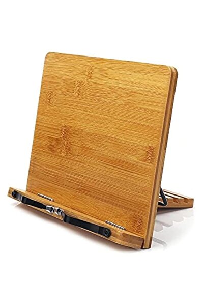 Generic Bamboo Book Stand, Adjustable Book Holder Tray and Page Paper Clips-C...