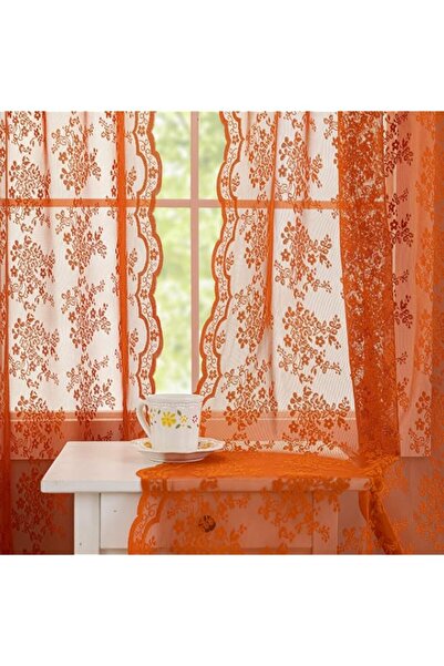 Generic Lace Terracotta Curtains 96 Inches Long 2 Panels Rust Bay Window Curt...