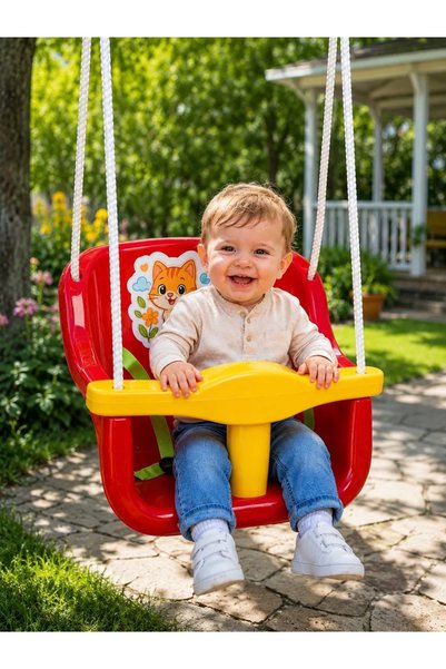 Hashtag Toys Leagăn suspendat pentru copii cu bară de siguranță, Roșu
