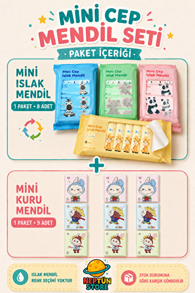 neptünstore Figürlü Mini Cep Mendili Seti – Renkli Desenli Kağıt Mendil ( 17 ...