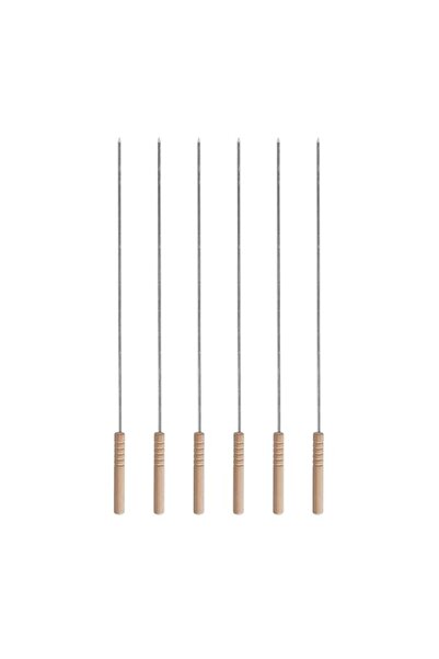 Generic Royalford BBQ Square Skewers Set- Pack of Six Stainless Steel with Wo...