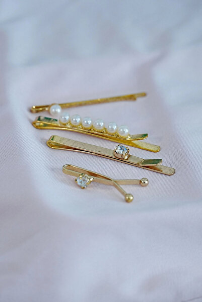 online kapsulavm avm alışveriş Pearl Side Buckle Gold Color 4-Piece