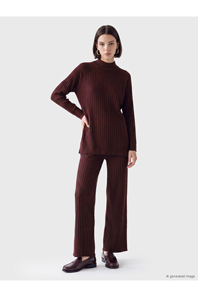 LC Waikiki Rmz Gi̇yi̇m Farkiyla Women's Ribbed Knit Pants with Waist Cord