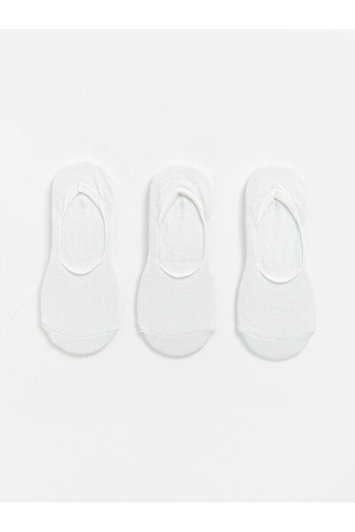 LC Waikiki Alita City White Plain 3-Pack Women's Ballerina Socks with a Diffe...