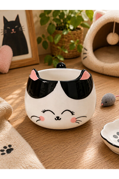 Kotium Ceramics Cat Mug Black Spotted Pattern Custom Embossed Fully Handmade ...