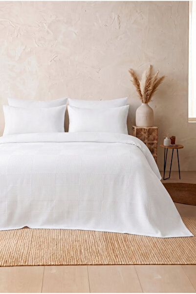 Zühre Home White Double Cotton Pique |   Hotel Comfort |   Dama Checkered Piq...