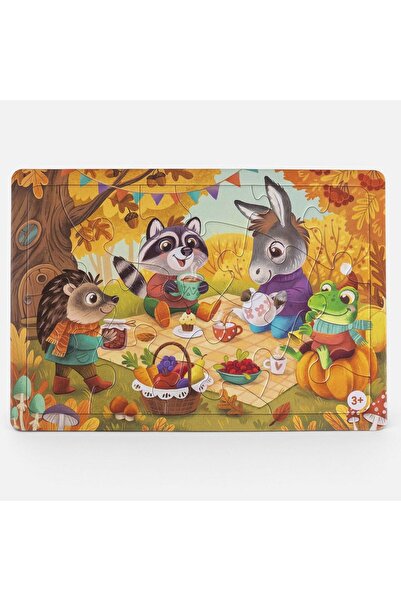 OEM Puzzle din lemn cu animale drăguțe la picnic (15 piese)