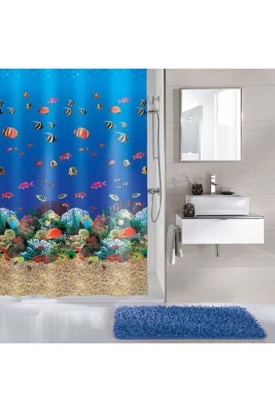 OEM Perdea dus Kleine Wolke Malediven 34286, model marin, multicolor, 180 x 2...