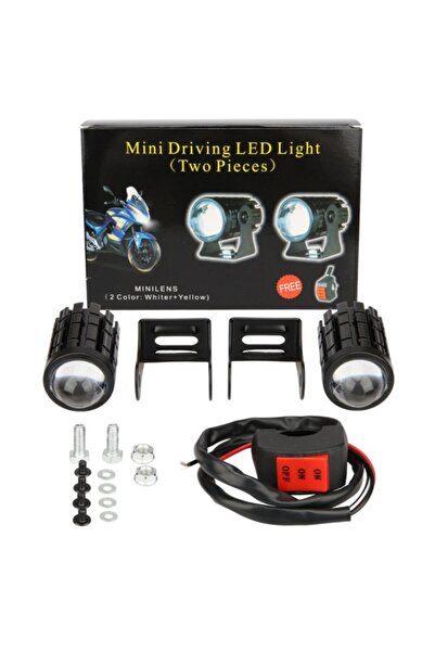 Choice 2Lights and 1Switch Motorcycle Mini Driving Light Dual Colo for Headli...