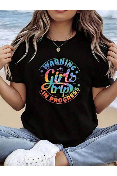 k222 Oversized Women's T-Shirt, Loose Fit, Flat WARNING Trip IN PROGRESS Grap...