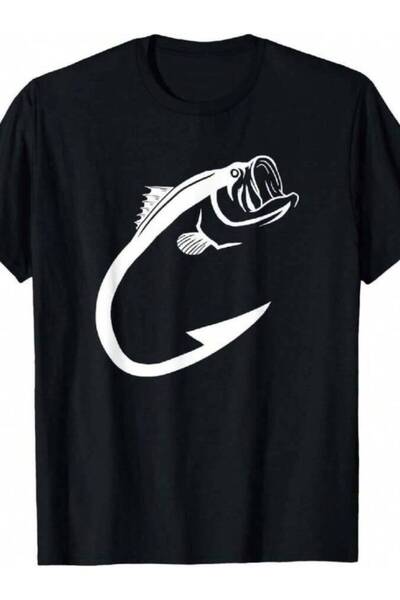kai22 [مصنوع من القطن بنسبة %100] قميص Fish Hook Minimal Cool Fishing Lover A...
