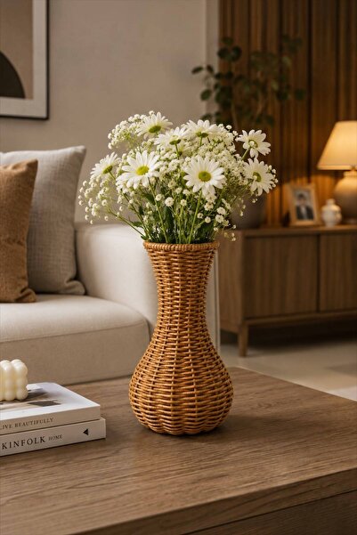 Bayev Rattan Alp 11342 Vase Decorative Desktop Flower Holder Multi-Purpose Wo...