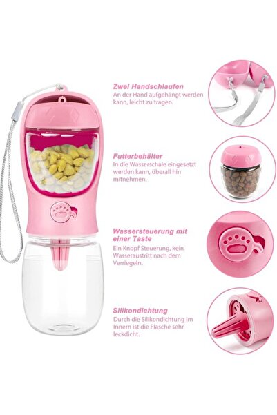 STARSTAR Travel bottle + food container 350ml, pink, 22x7.6cm.
