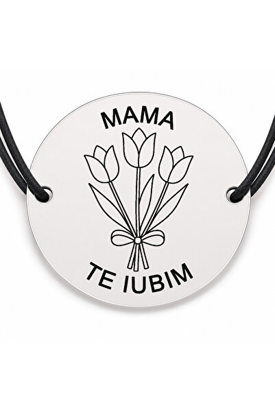 Simoshop Brățară argint 925 cu bănuț gravat trei lalele legate pentru mama, ș...
