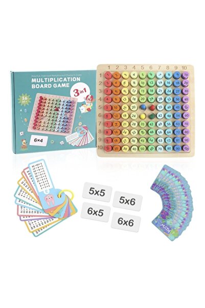 Treehole Joc educativ tabla inmultirii din lemn, cu 100 pioni colorati si zar...