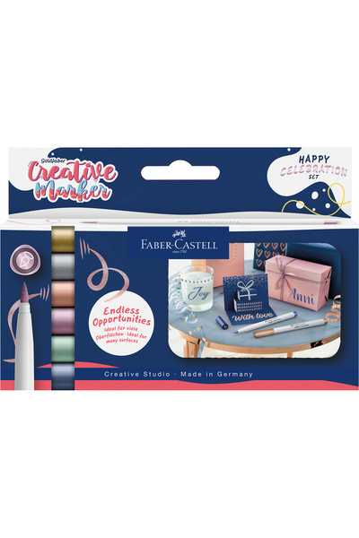 Faber Castell Set 6 markere creative goldfaber culori metalizate happy celebr...