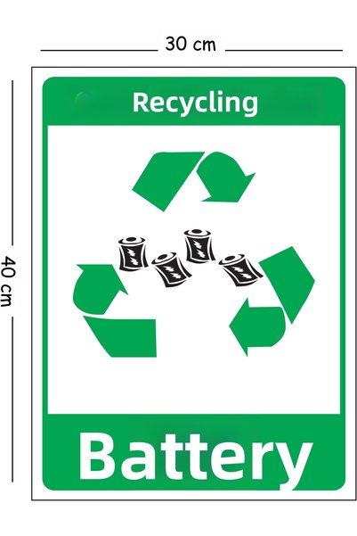 Mayeka Metal Recycle Battery 30X40 cm A3 Warning Work Safety Sign
