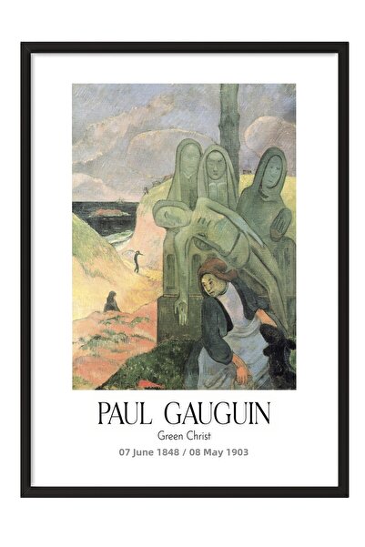 Postifull Paul Gauguin - Hristos Verde, Tablou înrămat în negru, Seria de art...