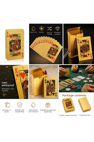 Merina Atölye Gold Playing Cards Slippery Plastic Playing Cards
