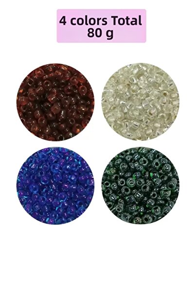 Mestore Beads of Cast Glass Sand (8/0) 3 mm - 4 Colors - Total 80 Grams - Bnc420