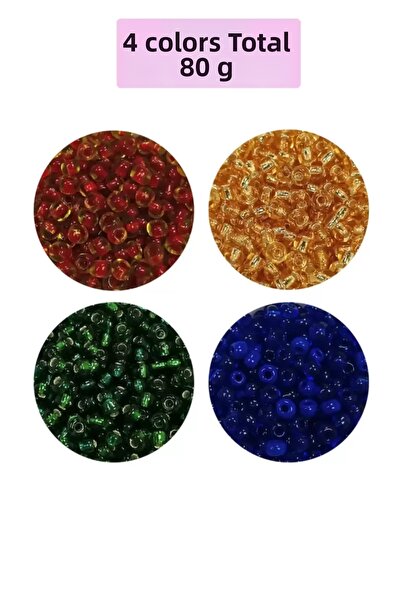 Mestore Beads of Cast Glass Sand (8/0) 3 mm - 4 Colors - Total 80 Grams - Bnc424