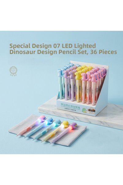 Wolawood Dinosaur Design 36-Piece Wholesale Pencil Set with Led Lights and 0....