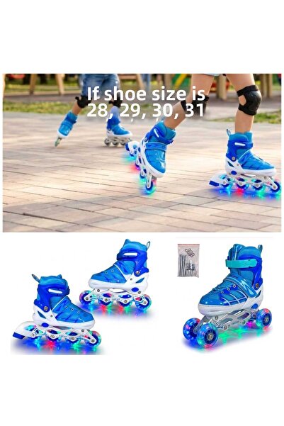 4KİDS Light-Up Skates Are Used in Sizes 30-33 for Girls and Boys (2+2 or 2+1+...