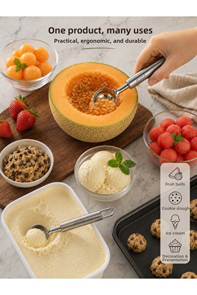 PALU Stainless Steel Ice Cream Scoop Ergonomic Serving and Cookie Scoop