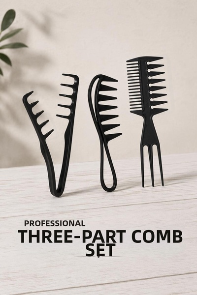 Generic Brand 3-Piece Professional Black Comb Set Hairdresser Type Hair Openi...