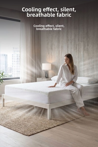 VİSCOTEX Cool Premium Liquid-Proof Fitted Mattress Pad, Breathable Silent Full-Edge Mattress Protector Suitable for Daily Use