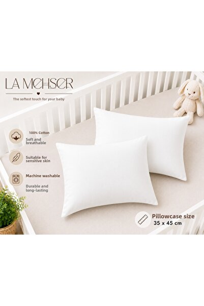 LA MEHSER Set of 2 Baby Pillowcases, 100% Cotton Fabric Cover Model |   35X45 cm